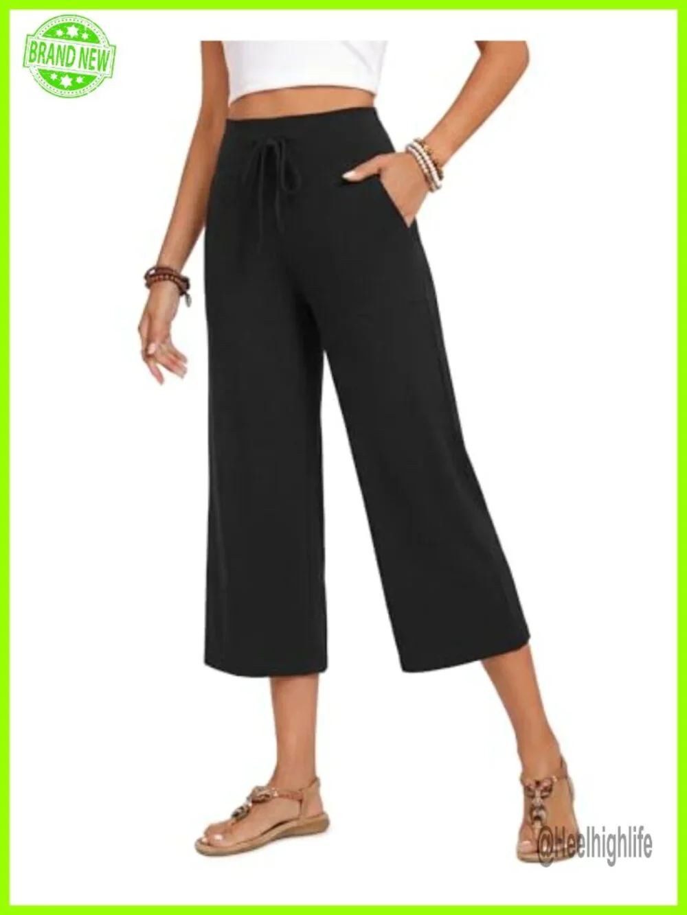 Wide Leg Capri Pants for Women High Waisted Lounge Pants with Pockets Summer